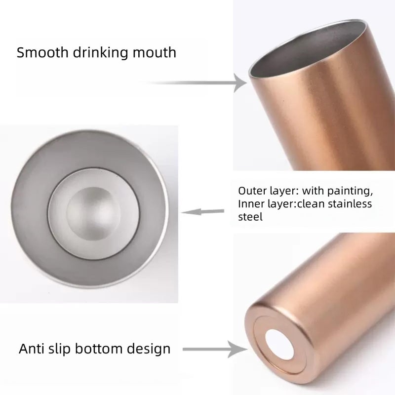Gteller Double Wall 18/8 Stainless Steel Vacuum slim skinny tumbler with straw and lid, insulated travel mug keeping beverage cold and warm (rose gold, 20oz) - Image 3